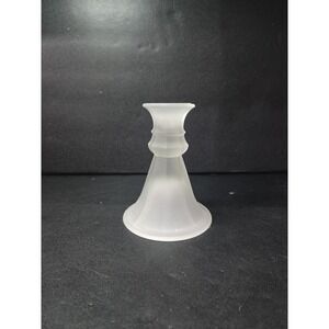 Frosted Glass Candlestick Holder, Clear Satin Candle Stand, Elegant Table Decor